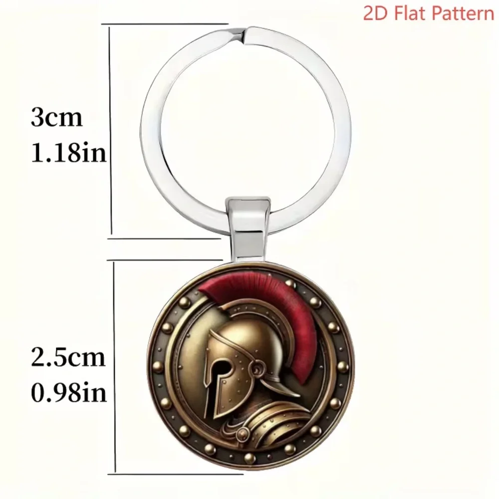 Spartan 2D Flat Retro Knight Keychain - Ancient Greek Warrior Spartan Car NEW#3